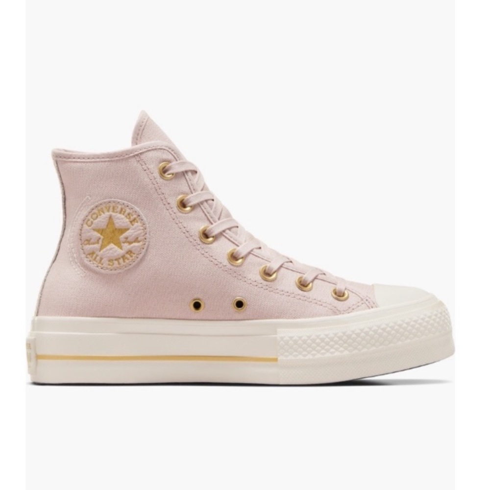 Converse Mauve Canvas High-Top Chuck Taylor Sneakers with Gold Accents - Picture 8 of 16